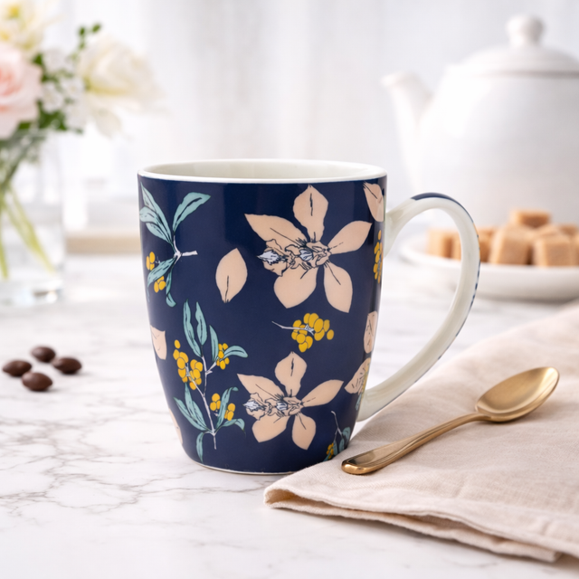 Cuire Floral Ceramic Coffee Mug | Mug for Him & Her | Perfect for Gifting | 350ml (Set of 1)
