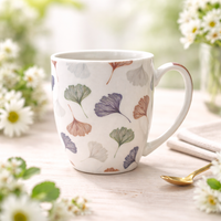 Cuire Floral Gingko Leaf Ceramic Coffee Mug | Mug for Him & Her | Perfect for Gifting | 370ml (Set of 1)