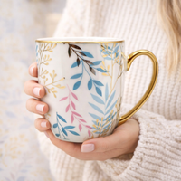 Cuire Golden Designer Ceramic Coffee Mug | Mug for Him & Her | Perfect for Gifting | 370ml (Set of 1)