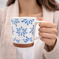 Cuire Blue Large Print Ceramic Coffee Mug | Mug for Him & Her | Perfect for Gifting | 450ml (Set of 1)
