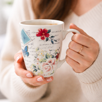 Cuire Ceramic Floral Coffee Mug | Mug for Him & Her | Perfect for Gifting | 350ml (Set of 1)