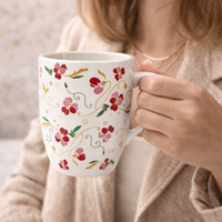 Cuire Ceramic Floral Wildflower Coffee Mug | Mug for Him & Her | Perfect for Gifting | 350ml (Set of 1)