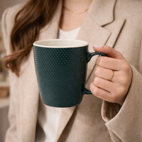 Cuire Dotted Teal Green Ceramic Coffee Mug | Mug for Him & Her | Perfect for Gifting | 470ml (Set of 1)