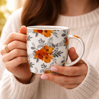 Cuire Floral Ceramic Coffee Mug | Mug for Him & Her | Perfect for Gifting | 350ml (Set of 1)