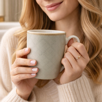 Cuire Lattice Ceramic Coffee Mug | Mug for Him & Her | Perfect for Gifting | 370ml (Set of 1)
