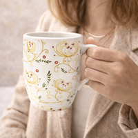 Cuire Ceramic Floral Wildflower Coffee Mug | Mug for Him & Her | Perfect for Gifting | 350ml (Set of 1)