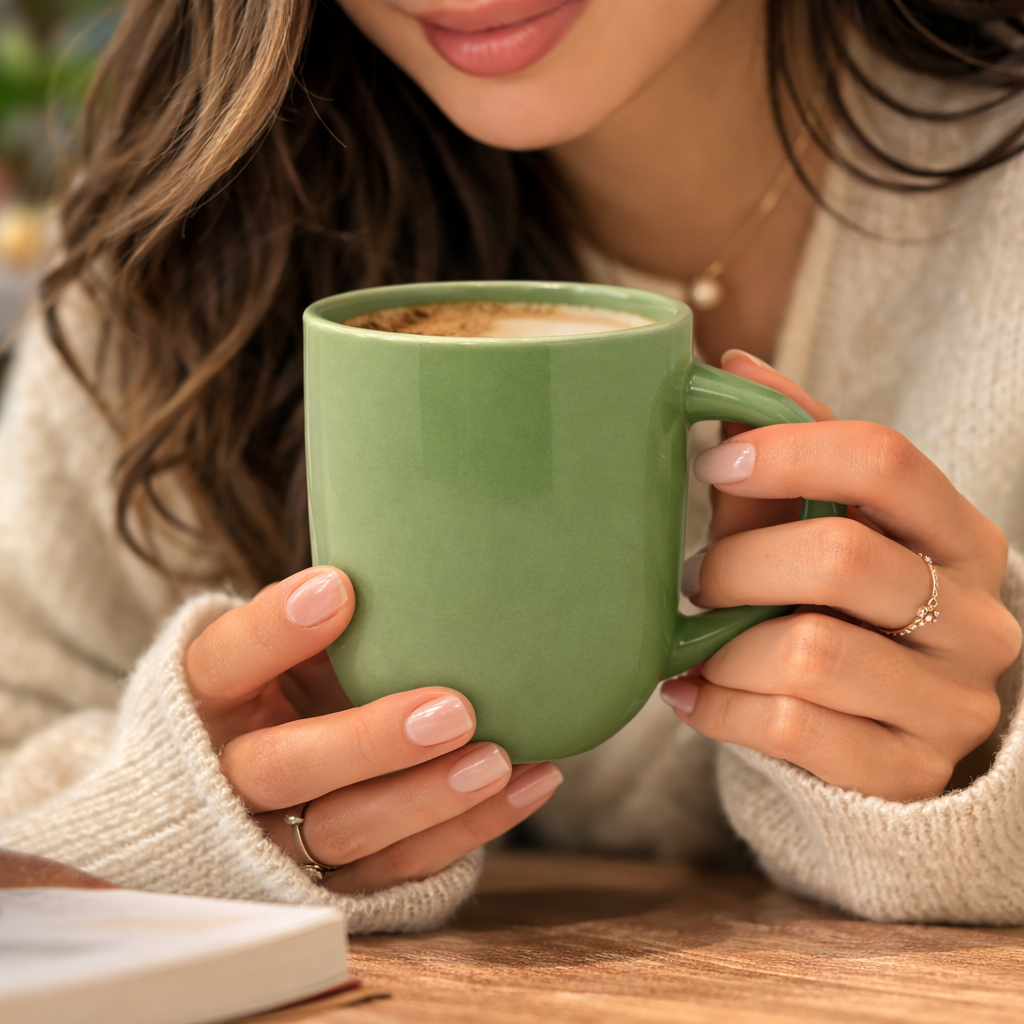 Cuire Solid Sage Green Colour Ceramic Coffee Mug | Mug for Him & Her | Perfect for Gifting | 250ml (Set of 1)