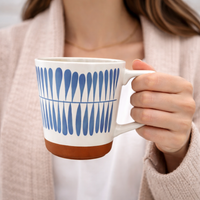 Cuire Blue Large Print Ceramic Coffee Mug | Mug for Him & Her | Perfect for Gifting | 450ml (Set of 1)
