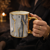 Cuire Golden Marble Ceramic Coffee Mug | Mug for Him & Her | Perfect for Gifting | 330ml (Set of 1)
