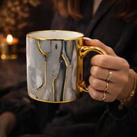 Cuire Golden Marble Ceramic Coffee Mug | Mug for Him & Her | Perfect for Gifting | 330ml (Set of 1)