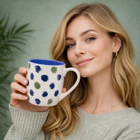 Cuire Polka Dots White Ceramic Coffee Mug | Mug for Him & Her | Perfect for Gifting | 580ml (Set of 1)
