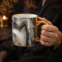 Cuire Golden Marble Ceramic Coffee Mug | Mug for Him & Her | Perfect for Gifting | 330ml (Set of 1)