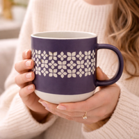 Cuire Purple Floral Ceramic Coffee Mug | Mug for Him & Her | Perfect for Gifting | 365ml (Set of 1)