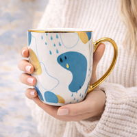 Cuire Golden Designer Ceramic Coffee Mug | Mug for Him & Her | Perfect for Gifting | 370ml (Set of 1)