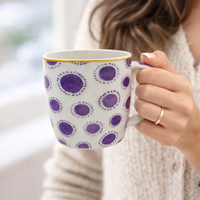 Cuire Purple Pattern Ceramic Coffee Mug | Mug for Him & Her | Perfect for Gifting | 360ml (Set of 1)