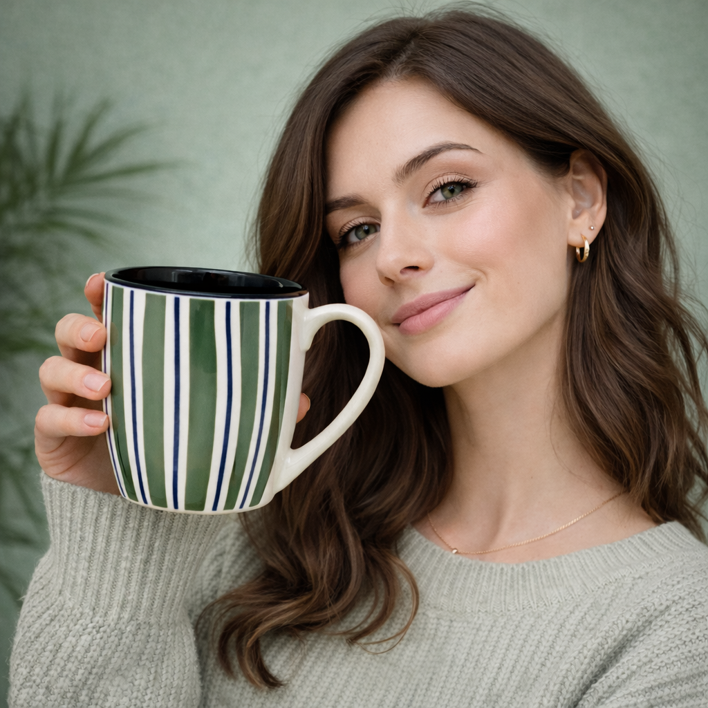 Cuire Wave White Ceramic Coffee Mug | Mug for Him & Her | Perfect for Gifting | 580ml (Set of 1)