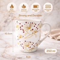 Cuire Ceramic Floral Wildflower Coffee Mug | Mug for Him & Her | Perfect for Gifting | 350ml (Set of 1)