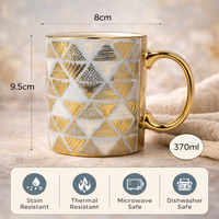 Cuire Floral Golden Ceramic Coffee Mug | Mug for Him & Her | Perfect for Gifting | 370ml (Set of 1)