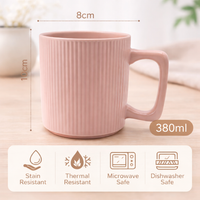 Cuire Ribbed Pink Ceramic Coffee Mug | Mug for Him & Her | Perfect for Gifting | 380ml (Set of 1)