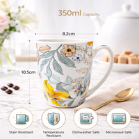 Cuire Floral Ceramic Coffee Mug | Mug for Him & Her | Perfect for Gifting | 350ml (Set of 1)