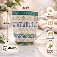 Cuire Geometric Print Ceramic Coffee Mug | Mug for Him & Her | Perfect for Gifting | 350ml (Set of 1)