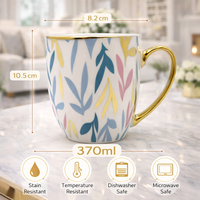 Cuire Golden Designer Ceramic Coffee Mug | Mug for Him & Her | Perfect for Gifting | 370ml (Set of 1)