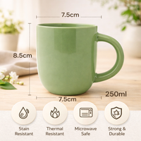Cuire Solid Sage Green Colour Ceramic Coffee Mug | Mug for Him & Her | Perfect for Gifting | 250ml (Set of 1)