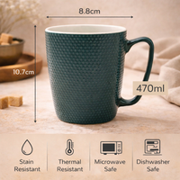 Cuire Dotted Teal Green Ceramic Coffee Mug | Mug for Him & Her | Perfect for Gifting | 470ml (Set of 1)
