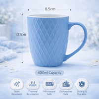Cuire Diamond Pattern Blue Ceramic Coffee Mug | Mug for Him & Her | Perfect for Gifting | 400ml (Set of 1)
