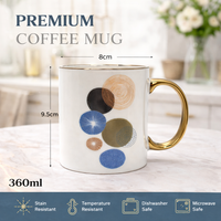 Cuire Golden Watercolour Design Ceramic Coffee Mug | Mug for Him & Her | Perfect for Gifting | 360ml (Set of 1)