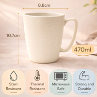 Cuire Dotted White Ceramic Coffee Mug | Mug for Him & Her | Perfect for Gifting | 470ml (Set of 1)