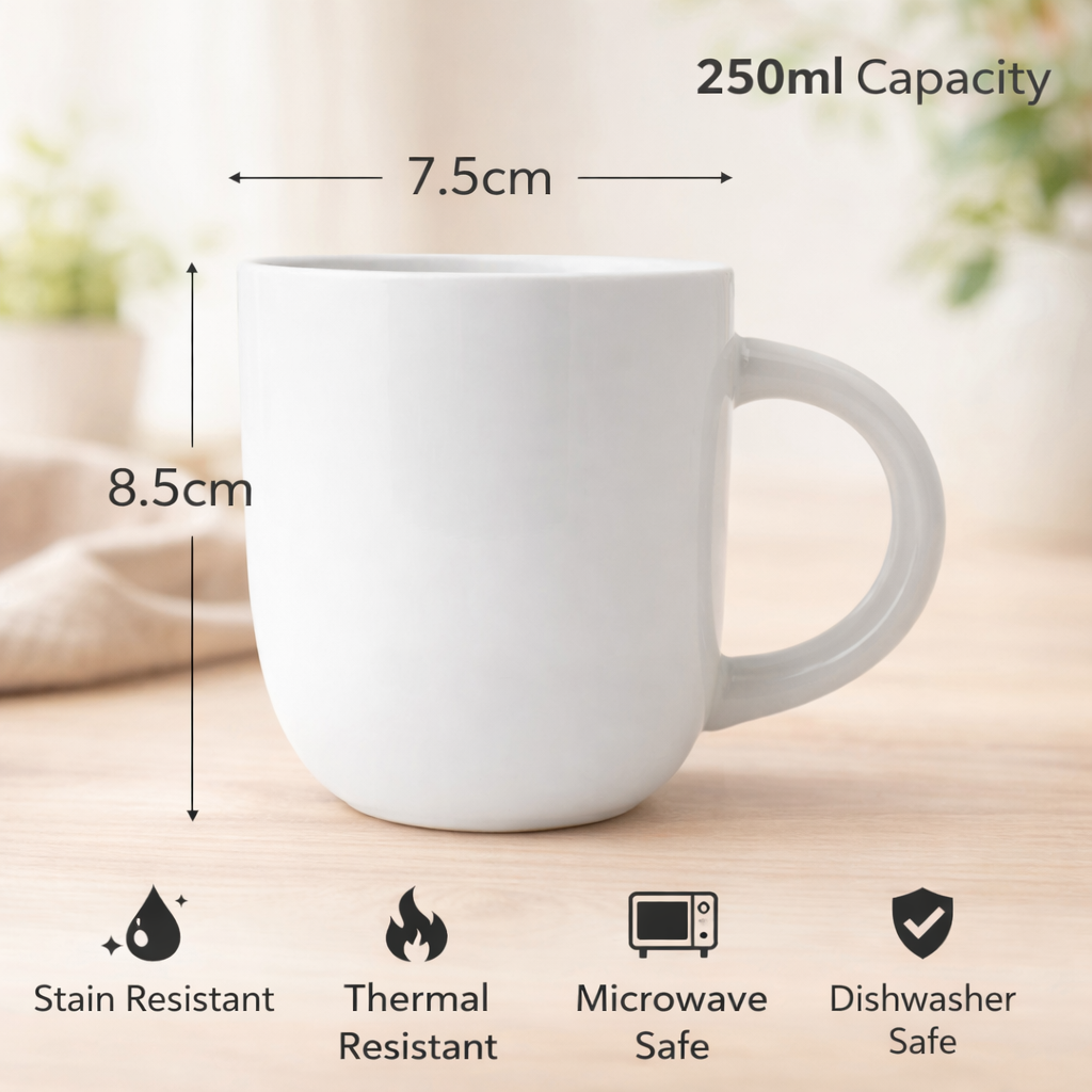 Cuire Solid White Ceramic Coffee Mug | Mug for Him & Her | Perfect for Gifting | 250ml (Set of 1)