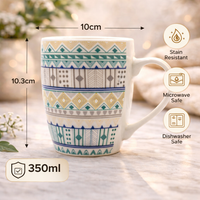 Cuire Geometric Print Ceramic Coffee Mug | Mug for Him & Her | Perfect for Gifting | 350ml (Set of 1)