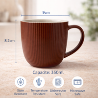 Cuire Solid Colour Ribbed Ceramic Coffee Mug | Mug for Him & Her | Perfect for Gifting | 350ml (Set of 1)