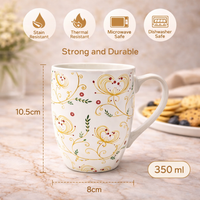 Cuire Ceramic Floral Wildflower Coffee Mug | Mug for Him & Her | Perfect for Gifting | 350ml (Set of 1)