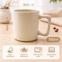 Cuire Ribbed White Ceramic Coffee Mug | Mug for Him & Her | Perfect for Gifting | 380ml (Set of 1)
