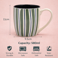 Cuire Wave White Ceramic Coffee Mug | Mug for Him & Her | Perfect for Gifting | 580ml (Set of 1)