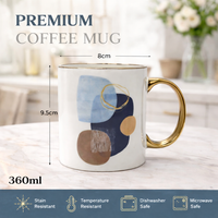 Cuire Golden Watercolour Design Ceramic Coffee Mug | Mug for Him & Her | Perfect for Gifting | 360ml (Set of 1)