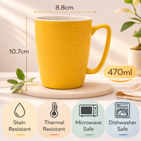 Cuire Dotted Yellow Ceramic Coffee Mug | Mug for Him & Her | Perfect for Gifting | 470ml (Set of 1)