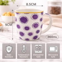 Cuire Purple Pattern Ceramic Coffee Mug | Mug for Him & Her | Perfect for Gifting | 360ml (Set of 1)