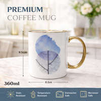 Cuire Golden Watercolour Design Ceramic Coffee Mug | Mug for Him & Her | Perfect for Gifting | 360ml (Set of 1)