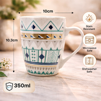 Cuire Geometric Print Ceramic Coffee Mug | Mug for Him & Her | Perfect for Gifting | 350ml (Set of 1)