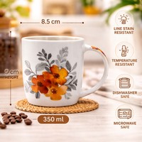 Cuire Floral Ceramic Coffee Mug | Mug for Him & Her | Perfect for Gifting | 350ml (Set of 1)