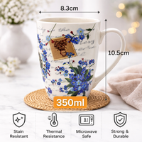 Cuire Ceramic Floral Coffee Mug | Mug for Him & Her | Perfect for Gifting | 350ml (Set of 1)
