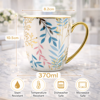 Cuire Golden Designer Ceramic Coffee Mug | Mug for Him & Her | Perfect for Gifting | 370ml (Set of 1)