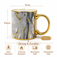 Cuire Golden Marble Ceramic Coffee Mug | Mug for Him & Her | Perfect for Gifting | 330ml (Set of 1)
