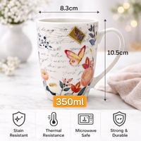 Cuire Ceramic Floral Coffee Mug | Mug for Him & Her | Perfect for Gifting | 350ml (Set of 1)