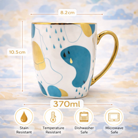 Cuire Golden Designer Ceramic Coffee Mug | Mug for Him & Her | Perfect for Gifting | 370ml (Set of 1)