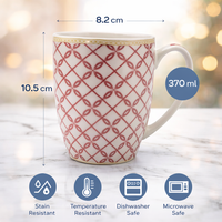 Cuire Lattice Ceramic Coffee Mug | Mug for Him & Her | Perfect for Gifting | 370ml (Set of 1)