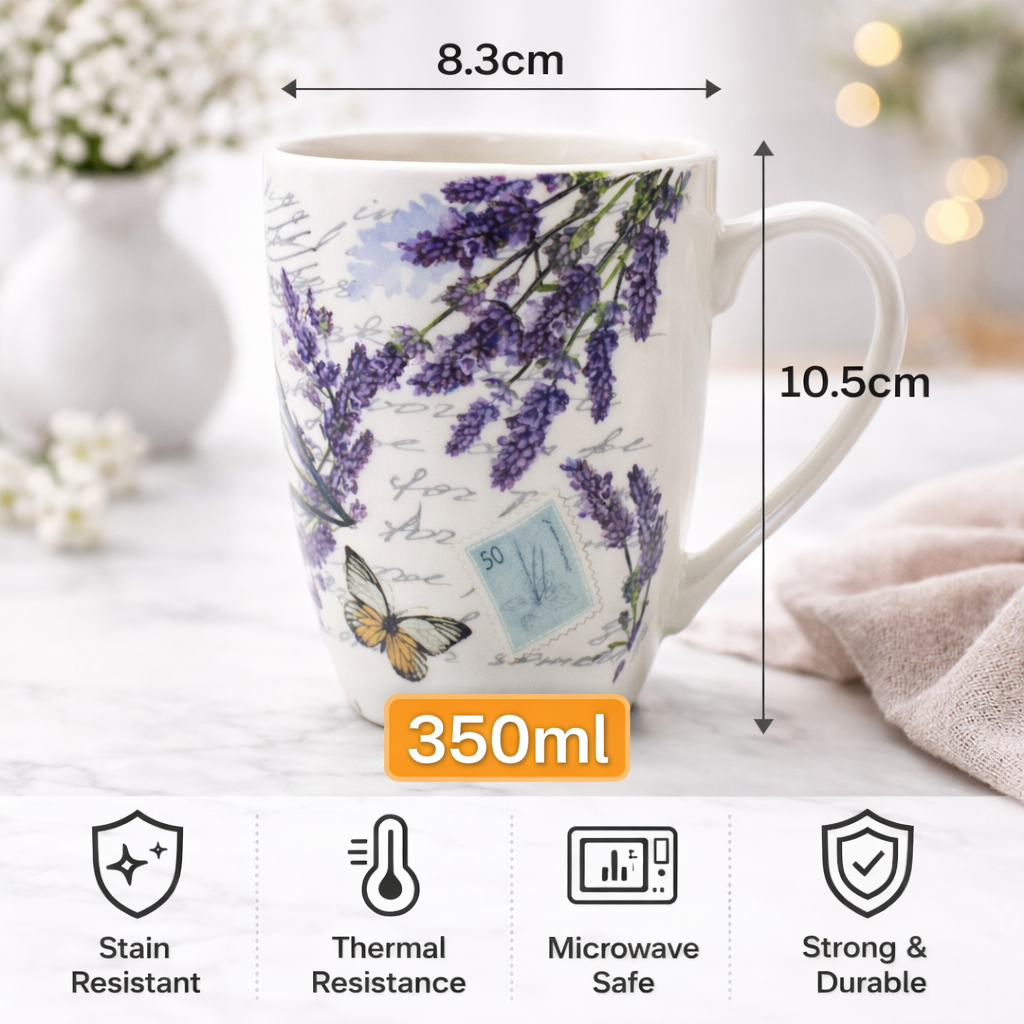 Cuire Ceramic Floral Coffee Mug | Mug for Him & Her | Perfect for Gifting | 350ml (Set of 1)
